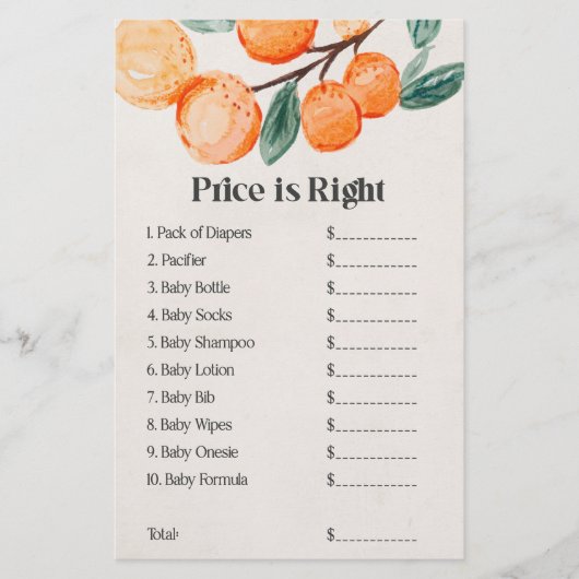 little cutie baby shower price is right game  (正面)