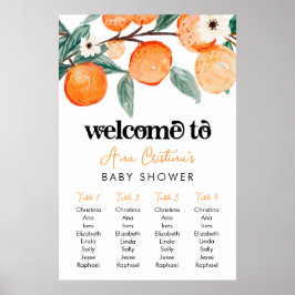 Little Cutie Baby Shower Seating Sign ポスター