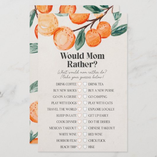 little cutie baby shower would mom rather game  (正面/裏面)