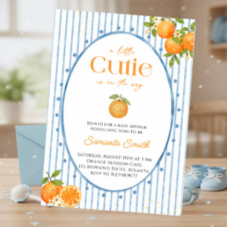 Little Cutie Blue Baby Shower  招待状