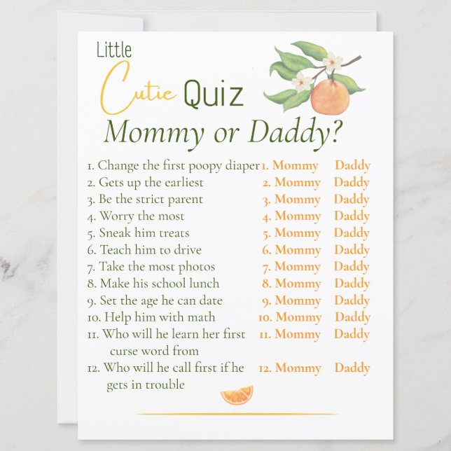 Little Cutie BOY Mom or Dad Quiz Game (正面)