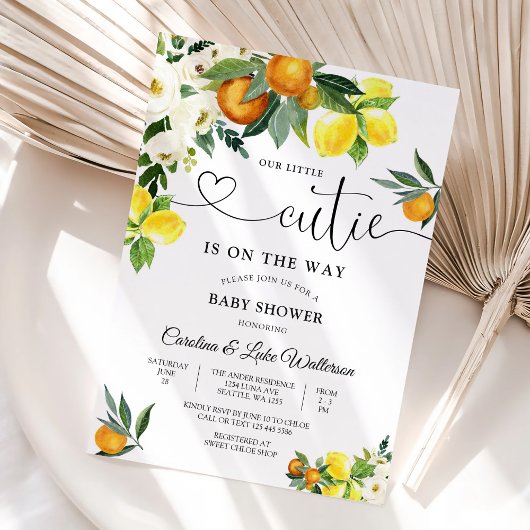 Little Cutie Citrus Baby Shower Invitation 招待状