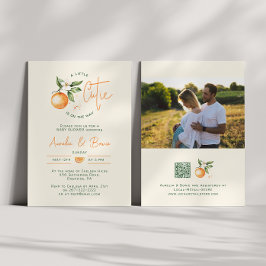 Little Cutie Citrus Couples Photo Baby Shower 招待状
