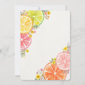 Little Cutie Citrus Floral Orange Birthday Party 招待状 (裏面)