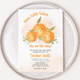 Little Cutie Citrus Orange Baby Shower 招待状