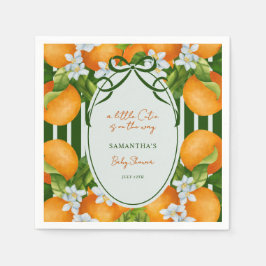 Little Cutie Citrus Oranges Stripes Baby Shower  スタンダードカクテルナプキン
