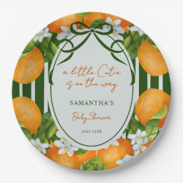 Little Cutie Citrus Oranges Stripes Baby Shower  ペーパープレート