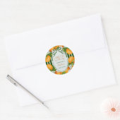 Little Cutie Citrus Oranges Stripes Baby Shower  ラウンドシール (封筒)