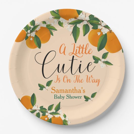 Little Cutie Clementine Baby Shower Paper Plate ペーパープレート (正面)