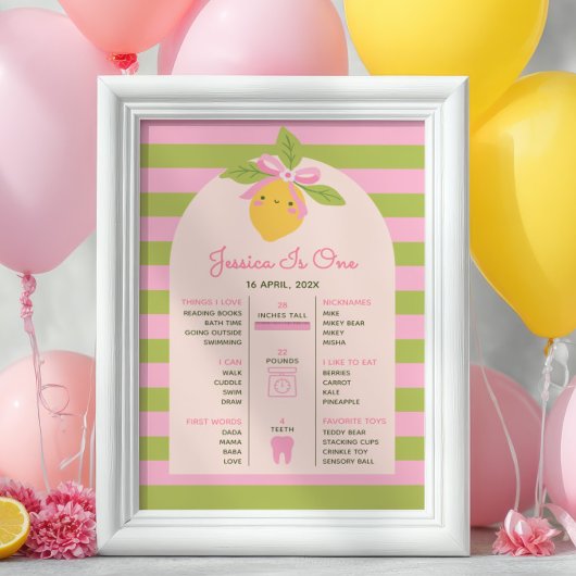 Little Cutie First Birthday Milestone Timeline  ポスター
