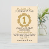 Little Cutie Gold Floral 1st Birthday Invitation C 招待状 (スタンド正面)