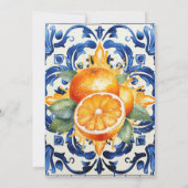 Little Cutie Italian Blue Tile Citrus Baby Shower 招待状 (裏面)