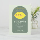 Little Cutie Lemon Citrus Baby Shower 招待状 (スタンド正面)
