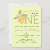 Little Cutie Lemon& Daisy Green 1st Birthday Party 招待状 (正面)