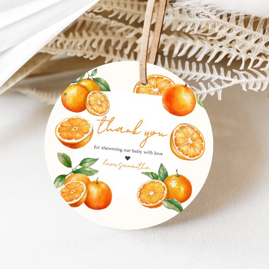Little Cutie Orange Baby Shower フェイバータグ