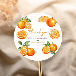 Little Cutie Orange Baby Shower ラウンドシール