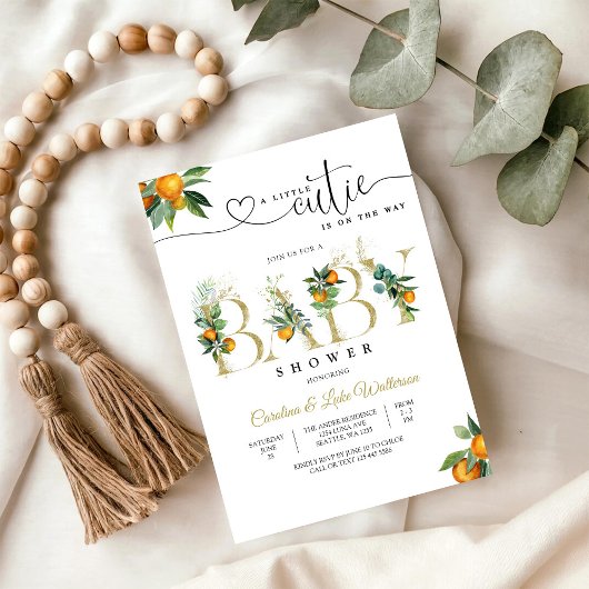 Little Cutie Orange Baby Shower Invitation 招待状