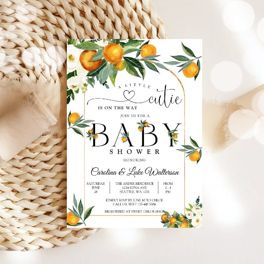 Little Cutie Orange Baby Shower Invitation 招待状