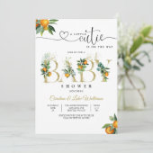 Little Cutie Orange Baby Shower Invitation 招待状 (スタンド正面)