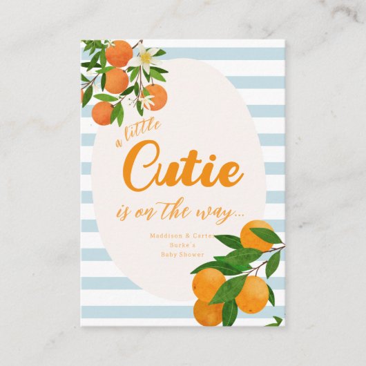 Little Cutie Orange Baby Shower - Organic Market エンクロージャーカード (正面)