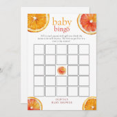 Little Cutie Orange Bingo Baby Shower Game Card 招待状 (正面/裏面)