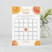 Little Cutie Orange Bingo Baby Shower Game Card 招待状 (スタンド正面)