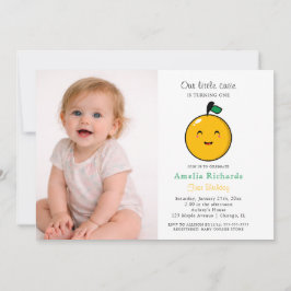  Little Cutie Orange Citrus 1st Birthday  招待状