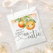 Little Cutie Orange Citrus Baby Shower フェイバーバッグ (クリップ留めされた状態)