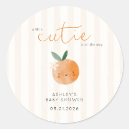 Little Cutie Orange Citrus Baby Shower ラウンドシール