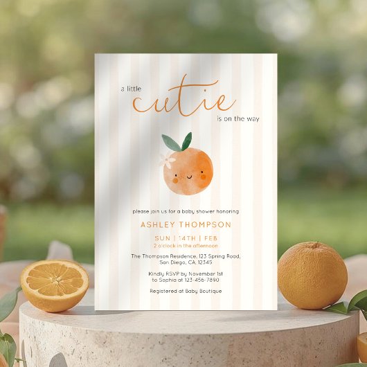 Little Cutie Orange Citrus Baby Shower 招待状