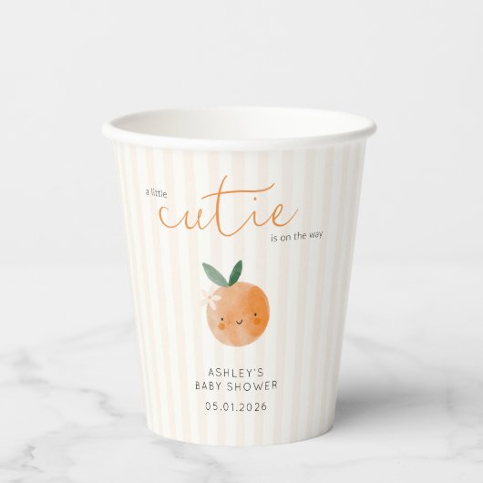 Little Cutie Orange Citrus Baby Shower 紙コップ (正面)