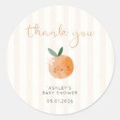 Little Cutie Orange Citrus Baby Shower Thank You ラウンドシール (正面)
