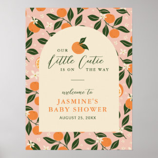 Little Cutie Orange Citrus Baby Shower Welcome ポスター