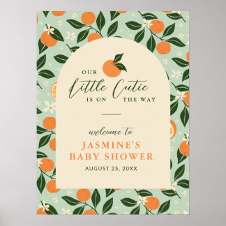 Little Cutie Orange Citrus Baby Shower Welcome ポスター