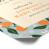 Little Cutie Orange Citrus Baby Shower Welcome ポスター (角)
