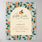 Little Cutie Orange Citrus Baby Shower Welcome ポスター (正面)