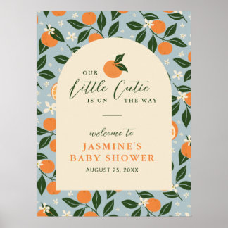 Little Cutie Orange Citrus Baby Shower Welcome ポスター