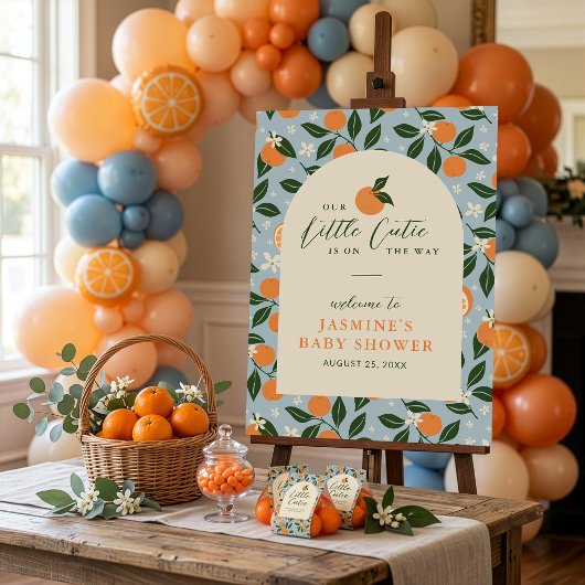 Little Cutie Orange Citrus Baby Shower Welcome ポスター
