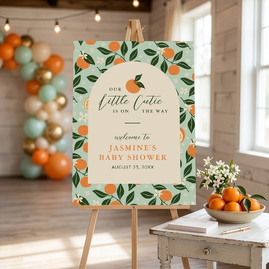 Little Cutie Orange Citrus Baby Shower Welcome ポスター