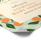 Little Cutie Orange Citrus Baby Shower Welcome ポスター (角)