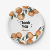 Little Cutie Orange Citrus Thank You ペーパープレート (正面)
