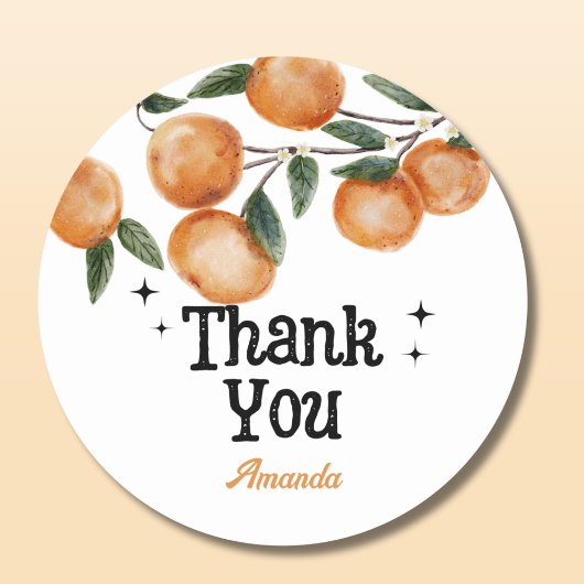 Little Cutie Orange Citrus Thank You ラウンドシール