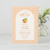 Little Cutie Orange Gingham All in One Baby Shower 招待状 (スタンド正面)
