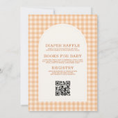 Little Cutie Orange Gingham All in One Baby Shower 招待状 (裏面)