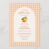 Little Cutie Orange Gingham Baby Shower 招待状 (正面)