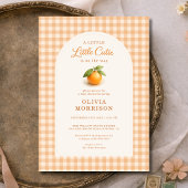 Little Cutie Orange Gingham Baby Shower 招待状