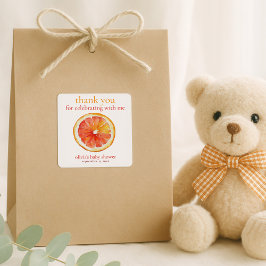 Little Cutie Orange Slice Thank You Baby Shower  スクエアシール