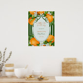 Little Cutie Oranges Baby Shower Welcome Sign ポスター (キッチン)