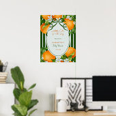 Little Cutie Oranges Baby Shower Welcome Sign ポスター (ホームオフィス)