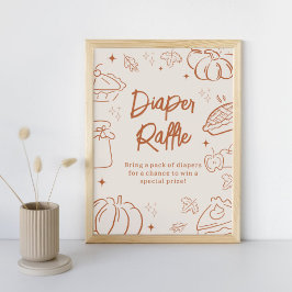 Little Cutie Pie Baby Shower Diaper Raffle Sign ポスター
